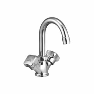 Central Hole Basin Mixer with J Shaped Swivel Spout